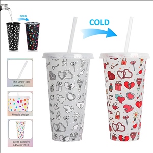 24 oz clear Old Plastic Coffee Color Changing Cup